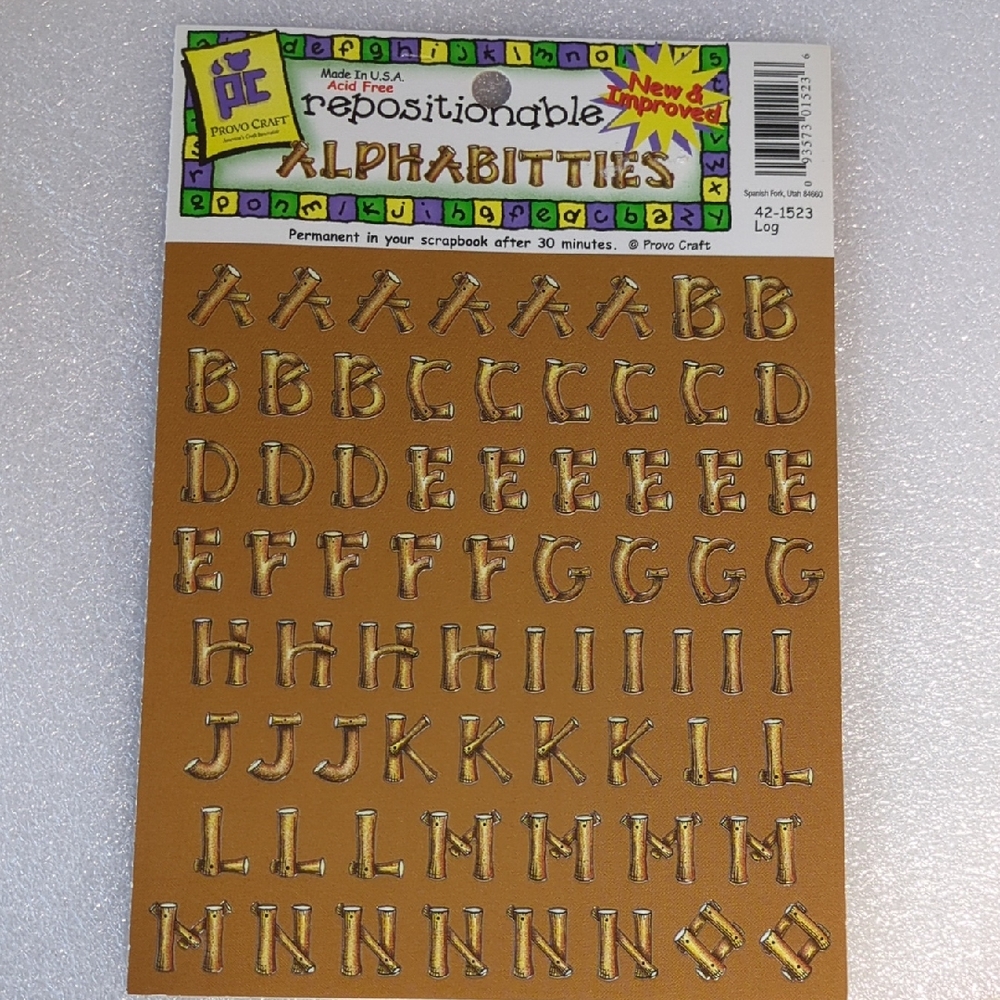 🩵2/$10🩵Provo Craft Repositionable Alphabitties Log Alphabet Stickers